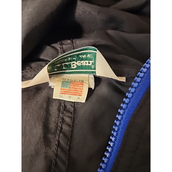 Vintage LL Bean Jacket Women's M Full Zip Hooded Windbreaker Blue Black USA P285 - Picture 4 of 8